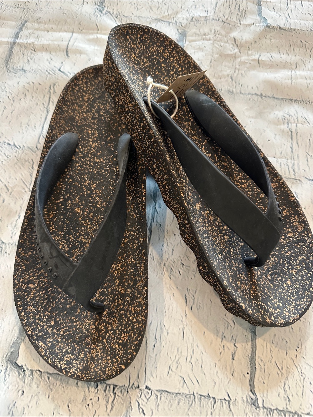 New Asportuguesas Black Cork-Effect Flip Flop Sandals - Women